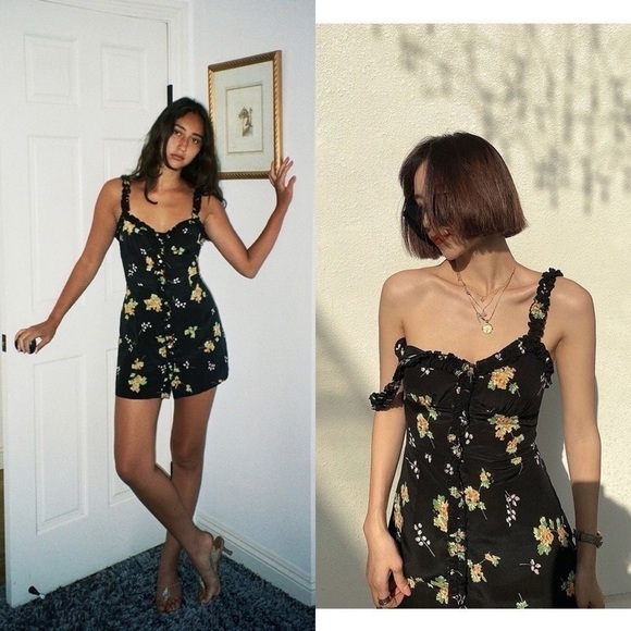 Realisation Dress Julia Floral Button-Front Silk Mini Summer Blossom XXS NWT